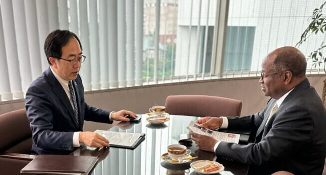 HIS EXCELLENCY AMBASSADOR KWACHA CHISIZA MEETING WITH TAKESHI AKAHORI, CANDIDATURE FOR THE UNITED NATIONS ECONOMIC AND SOCIAL COUNCIL (ECOSOC) TERM 2024-2026.